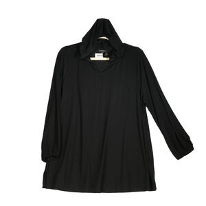 Lane Bryant Tunic T-Shirt Womens 16 Black Hoodie Tee Lightweight Long Sleeve